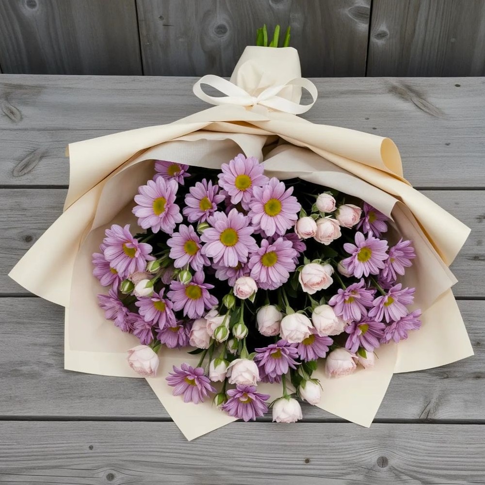 Букет цветов из: Розы и Хризантемы в Решоткино