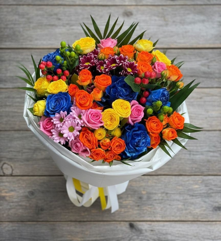 Букет цветов из: Розы и Хризантемы в Решоткино