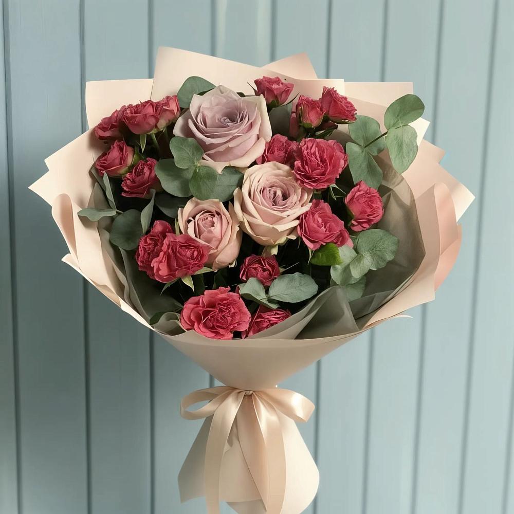 Букет цветов из: Гвоздики и Розы в Решоткино