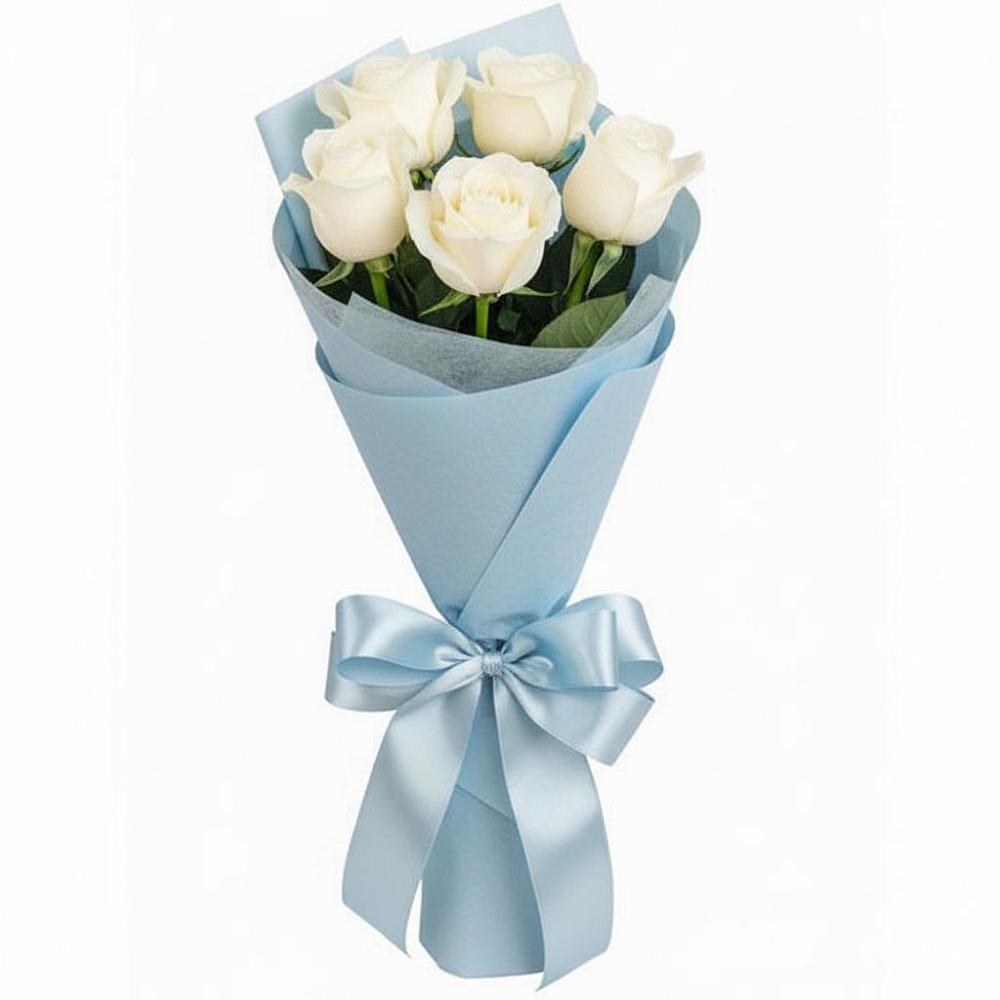 Букет 5 Белых роз Проуд в Решоткино