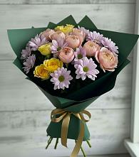 Букет цветов из:  Хризантемы и Розы в Решоткино