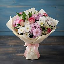 Букет цветов из:  Хризантемы, Альстромерии и Розы в Решоткино