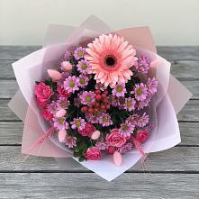 Букет цветов из:  Розы, Герберы и Хризантемы в Решоткино