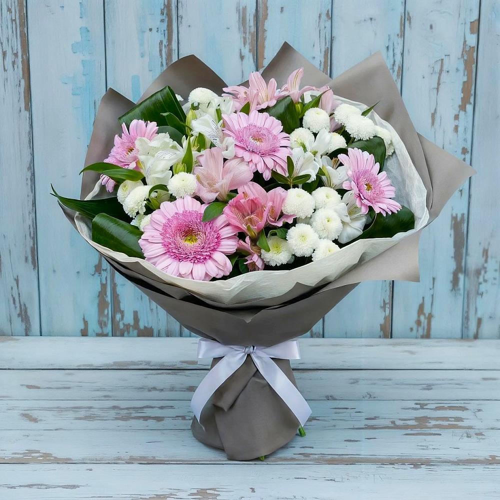 Букет цветов из: Герберы, Альстромерии и Хризантемы в Решоткино