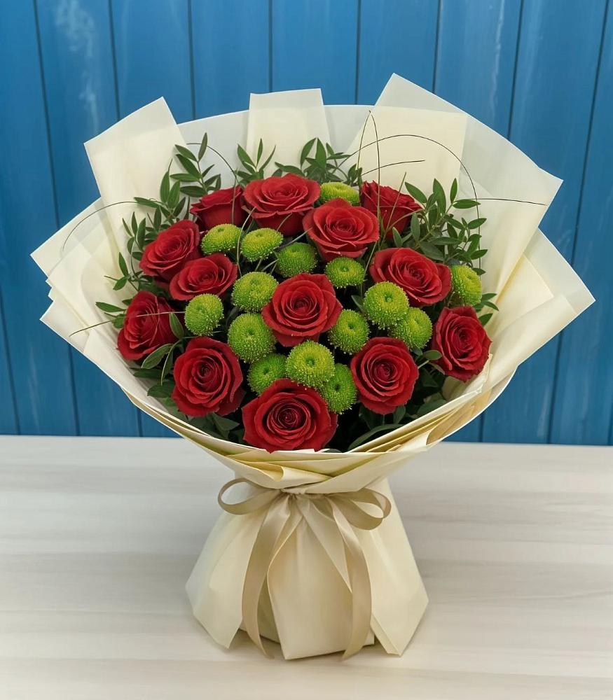 Букет цветов из: Розы и Хризантемы в Решоткино