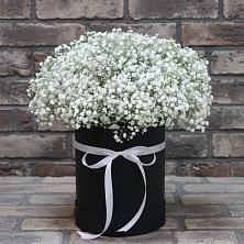 Цветочная композиция из Гипсофила в шляпной коробке в Решоткино