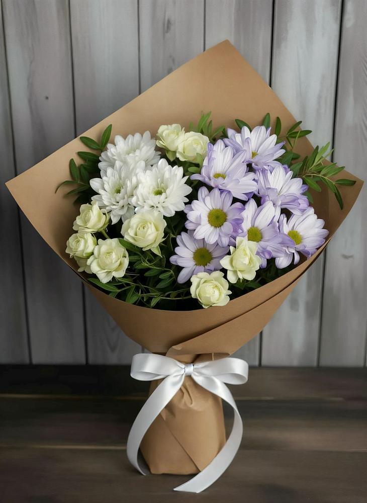 Букет цветов из: Хризантемы и Розы в Решоткино